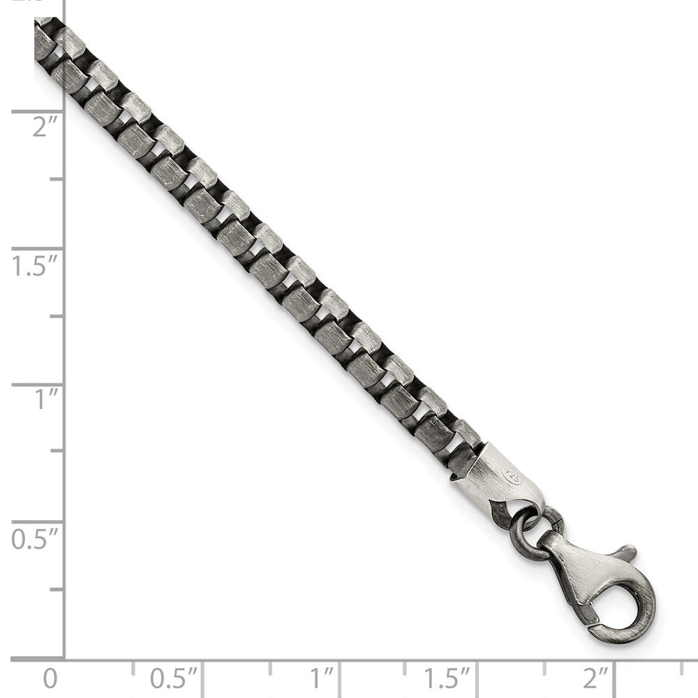 Sterling Silver Antiqued Brushed Box Bracelet 8 inches