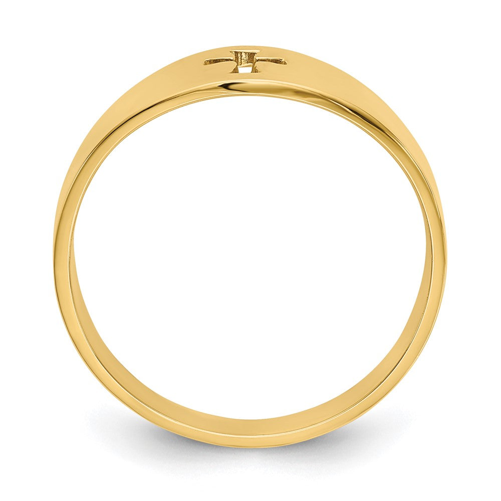 14k Polished Cut-out Cross Ring Size 8