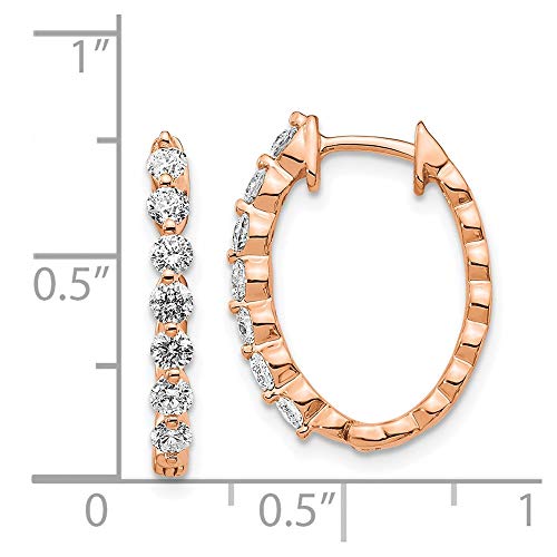 14k Rose Gold AA Diamond Hinged Hoop Earrings EM5410