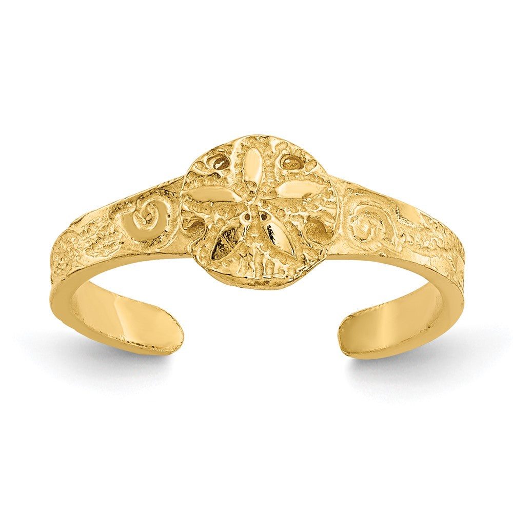 14K Diamond cut Sand Dollar Toe Ring