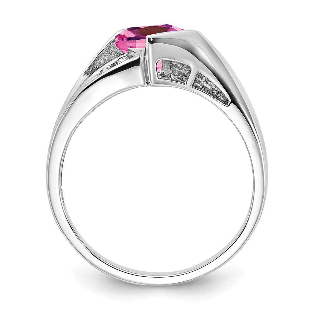 Sterling Silver CR Pink Sapphire & Diamond Ring