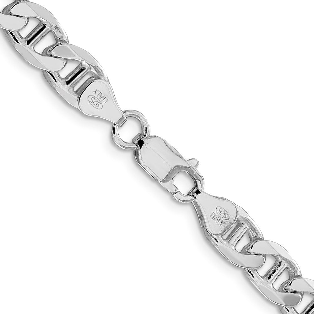 Sterling Silver Rhodium-plated 7.5mm Figaro Anchor Chain 24 Inches