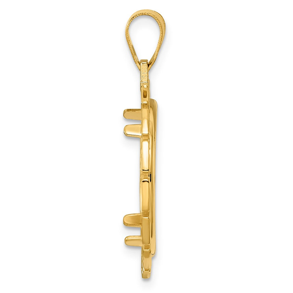14k Polished Greek Key with 18.0mm Prong Coin Bezel Pendant