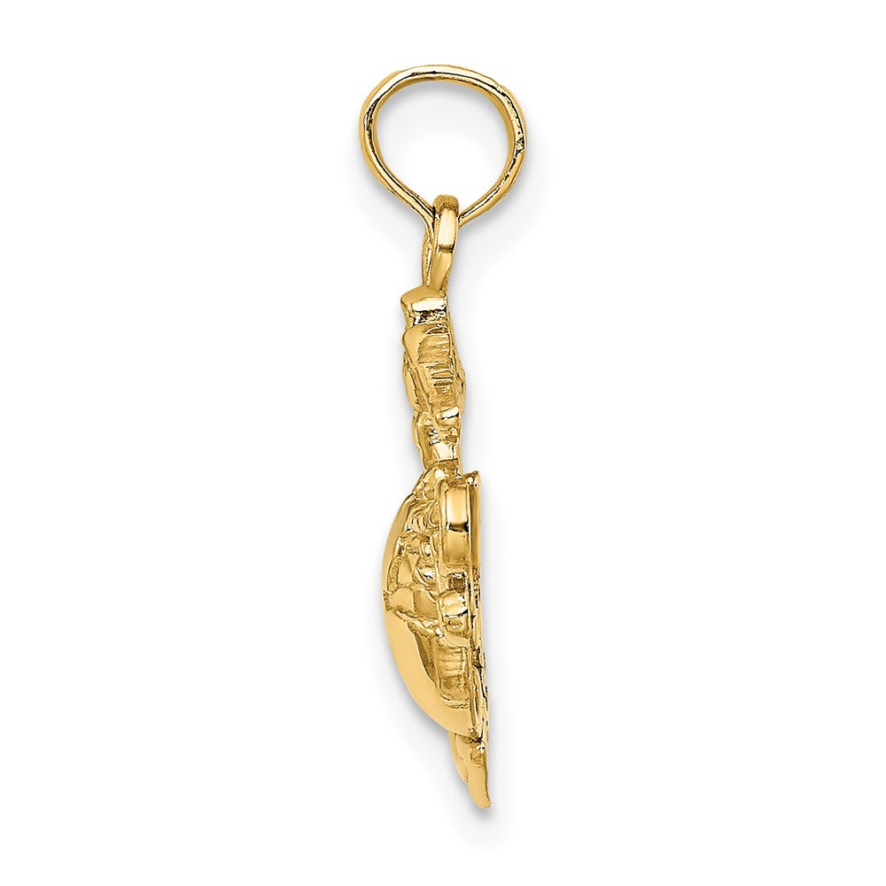 10K Polished Textured Small Marine Corps Pendant