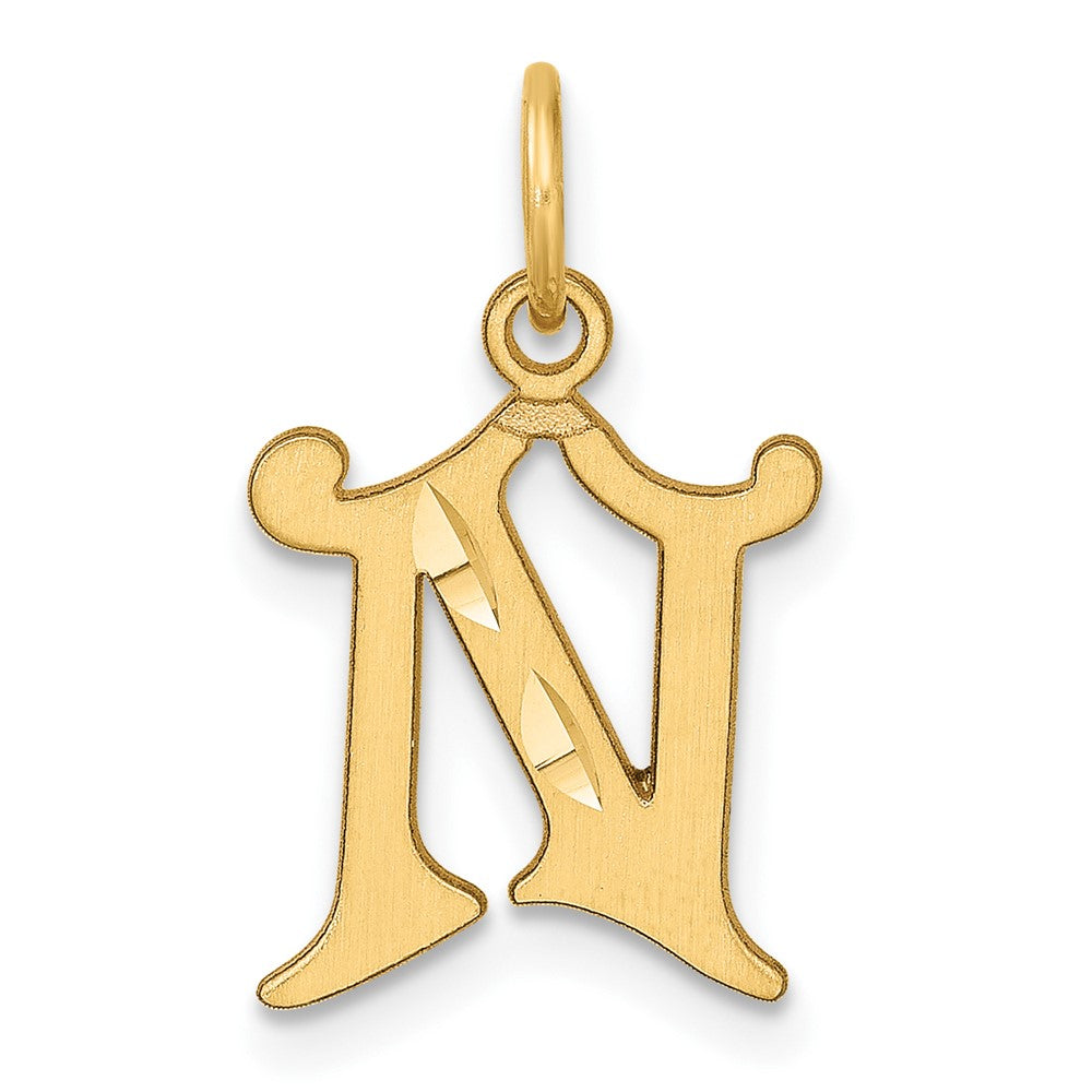 14K Diamond-cut Letter N Initial Charm