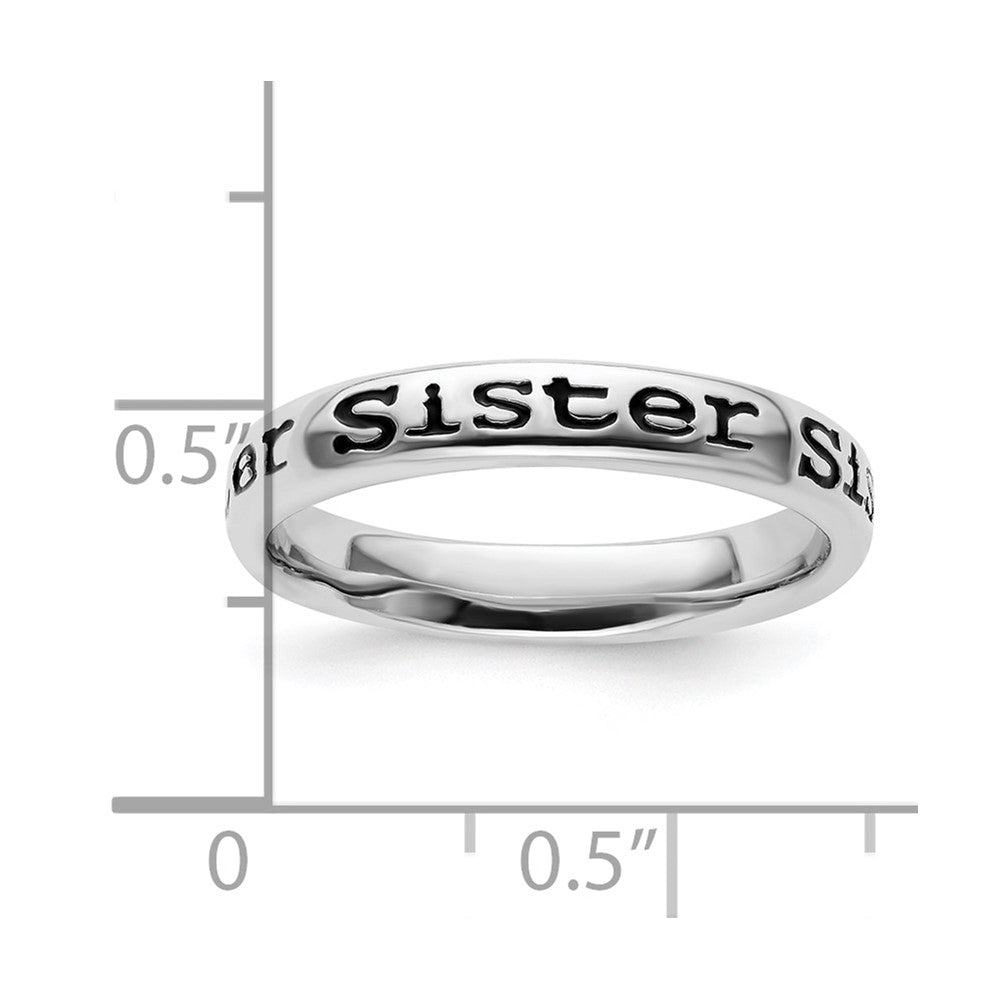 Sterling Silver Stackable Expressions Polished Enameled Sister Ring Size -5
