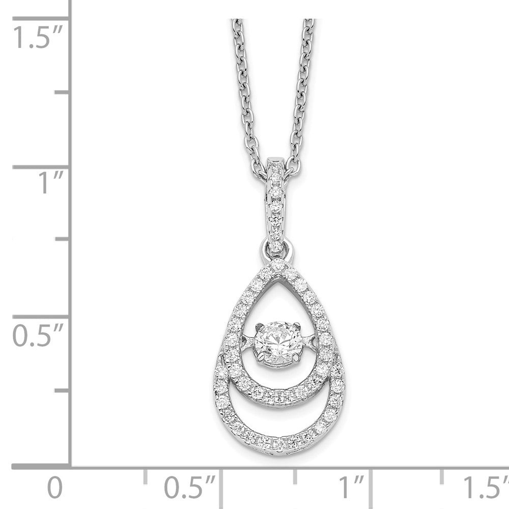 Brilliant Embers Sterling Silver Rhodium-plated 46 Stone 18 inch Moving Center Vibrant CZ with Micro Pav‚ CZ Necklace with 2 Inch Extender 18 Inches