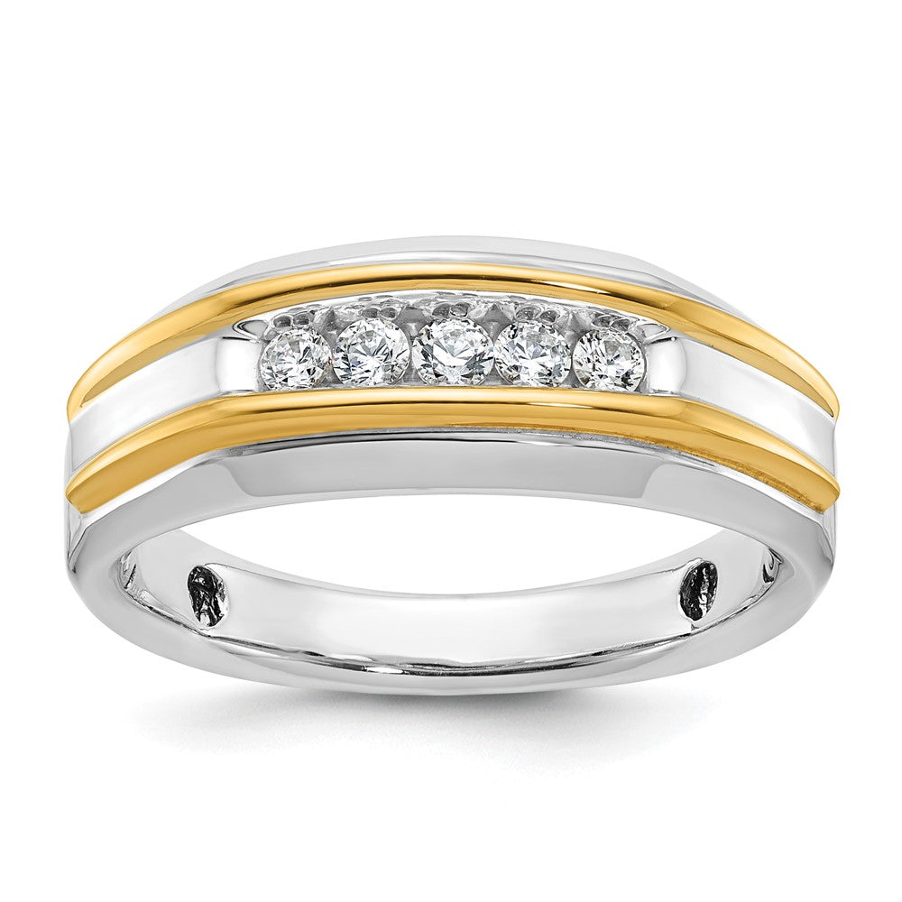 SS/GP IBGoodman Men's Polished 5-Stone CZ Ring
