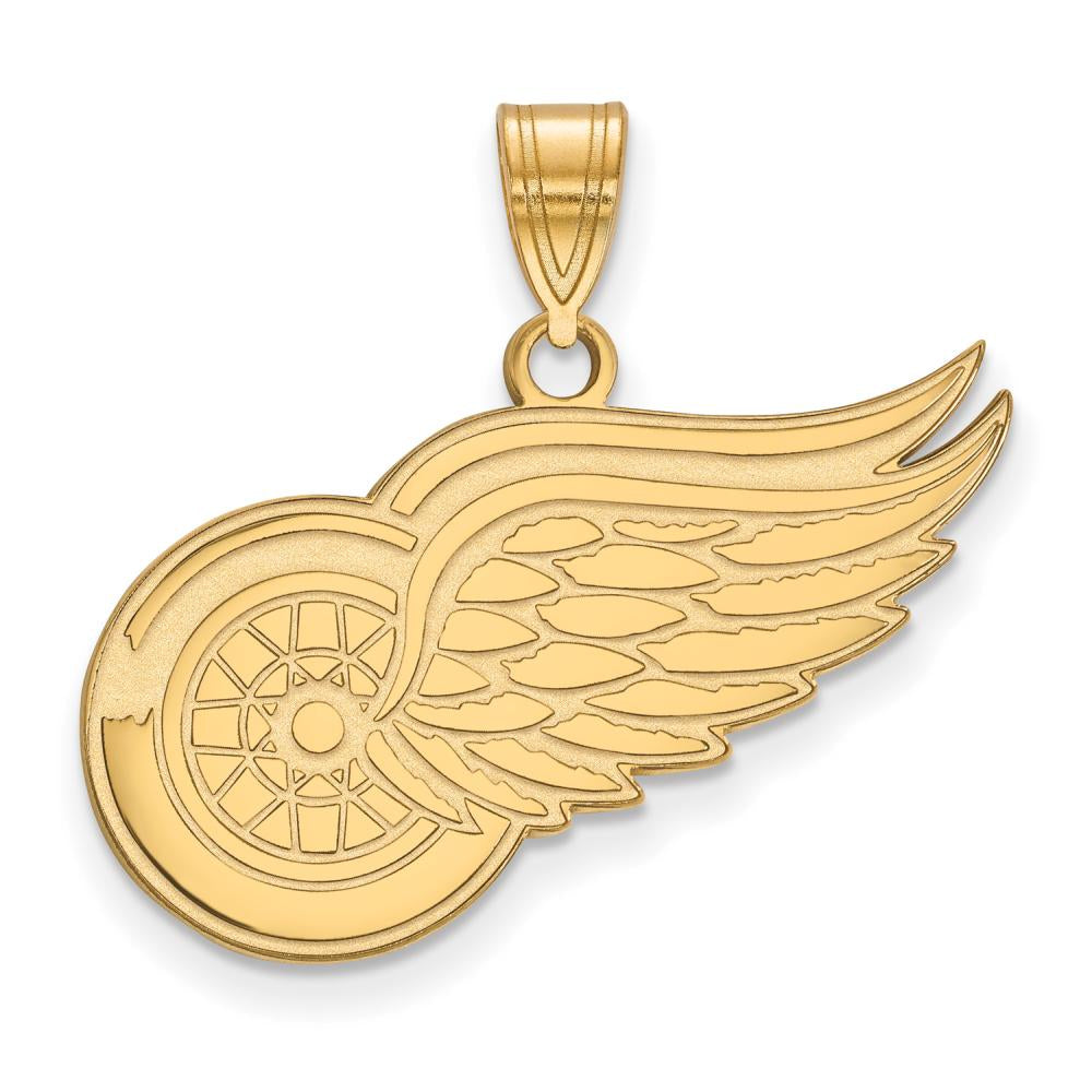 Sterling Silver Gold Plated NHL LogoArt Detroit Red Wings Large Pendant