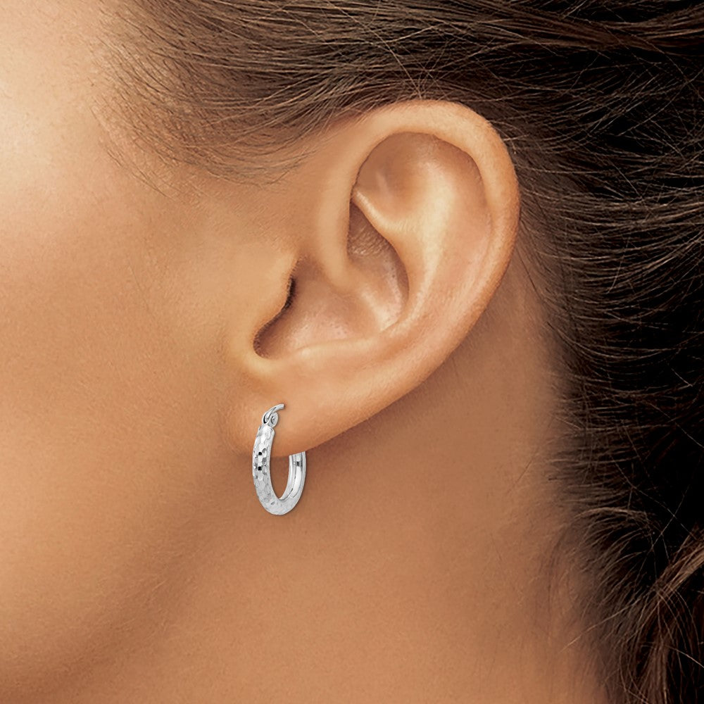 Sterling Silver Gold-Tone Polished 3x35mm Hoop Earrings