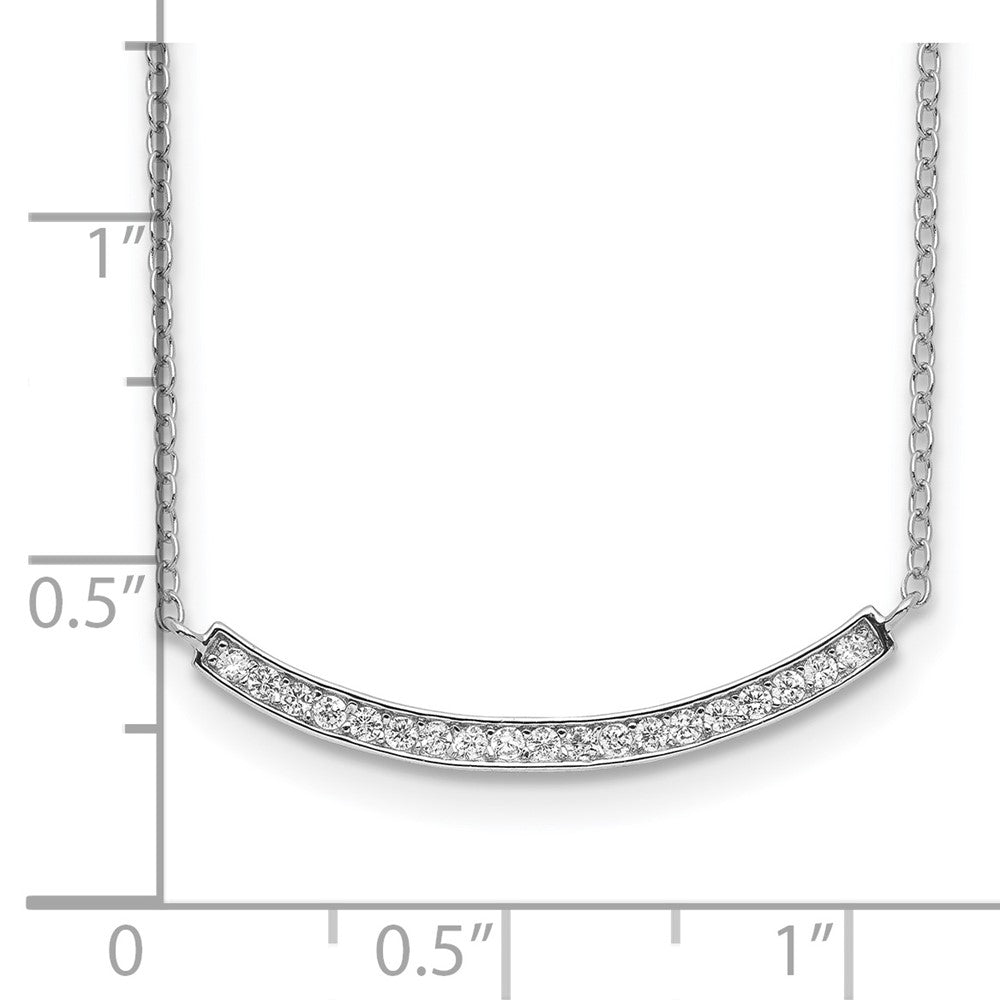 Sterling Silver Rhodium-plated CZ Fancy Bar Necklace 18 Inches