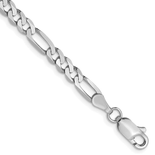 14K 4mm White Gold Flat Figaro Chain  Lobster Clasp 7  inches