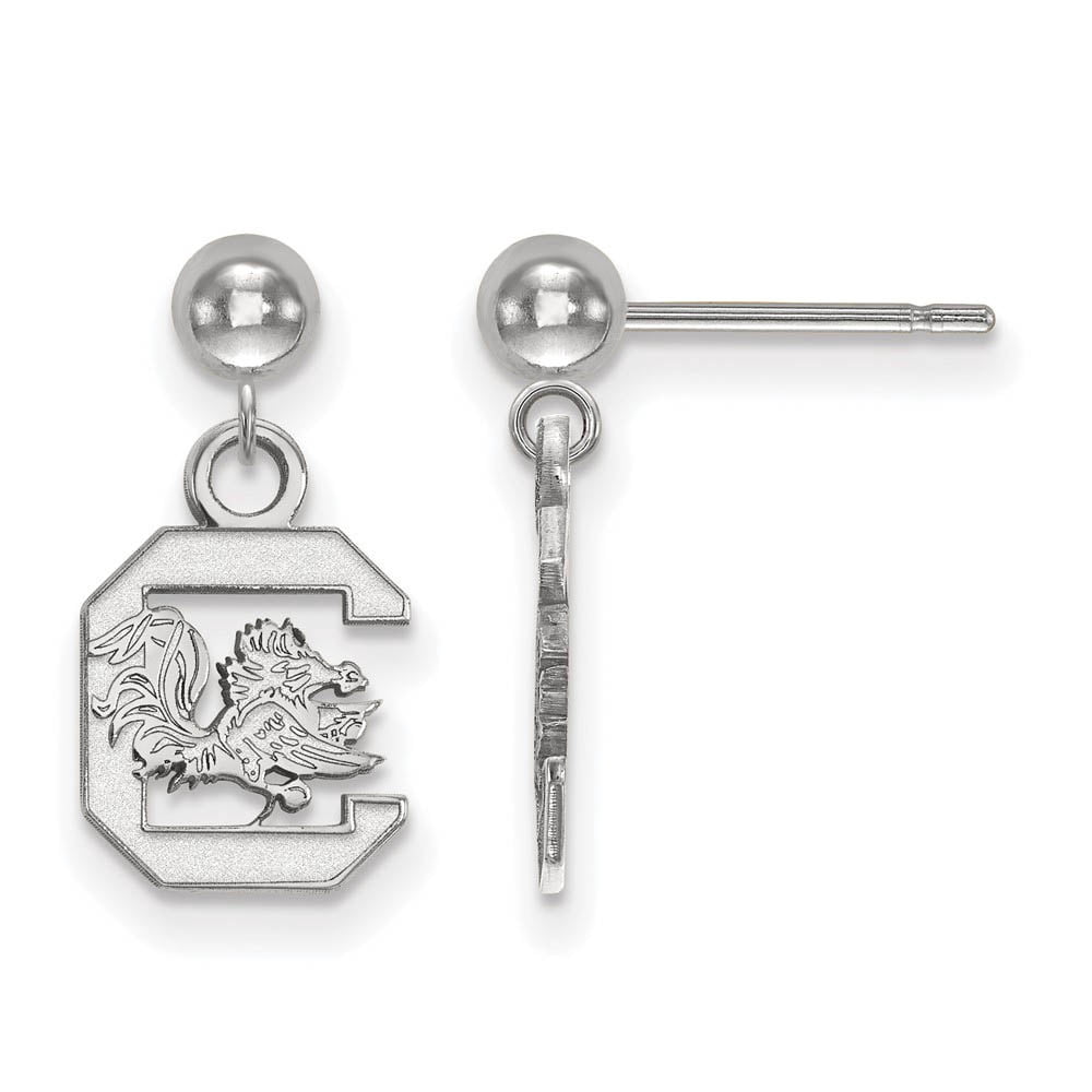 Sterling Silver Rhodium-plated LogoArt University of South Carolina Dangle Ball Post Earrings QSS010USO
