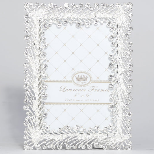 4x6 Jasmond Silver Metal Frame with Crystal Spray