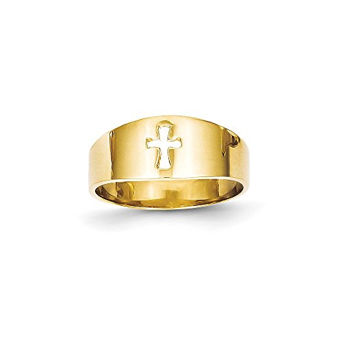 14k Polished Cut-out Cross Ring Size 8