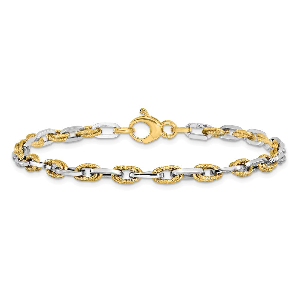 14K Two-tone Polished D/C Bracelet 7.5  inches