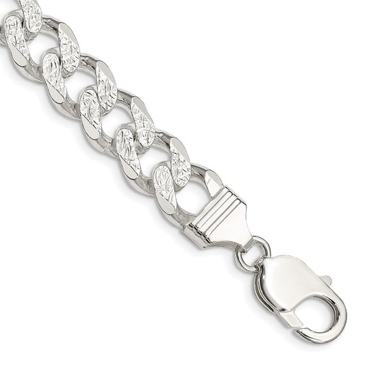 Sterling Silver 11.0mm Pav‚ Curb Chain 9 inches