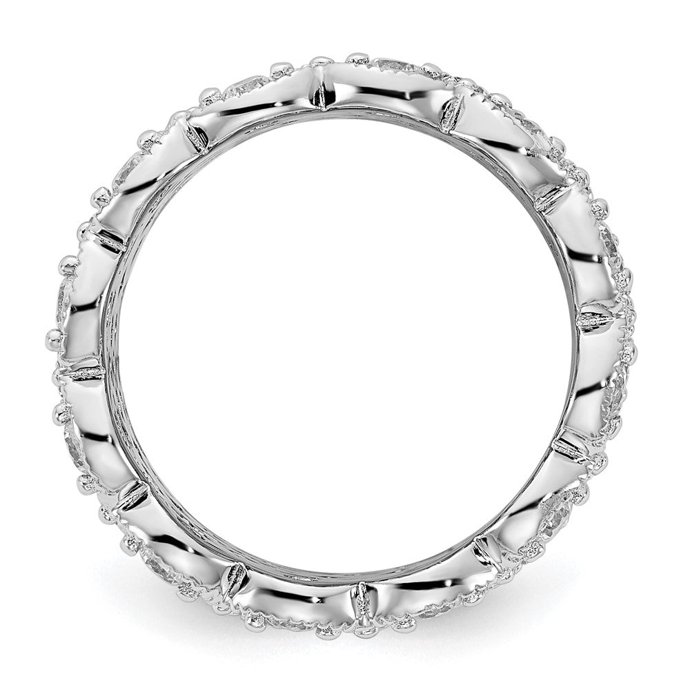 Cheryl M Sterling Silver Rhodium-plated Brilliant-cut CZ Multi-stone Ring
