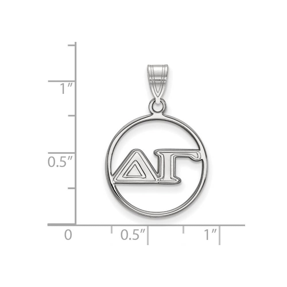 Sterling Silver Official Licensed Greek Sororities Delta Gamma (??) Small Circle Pendant