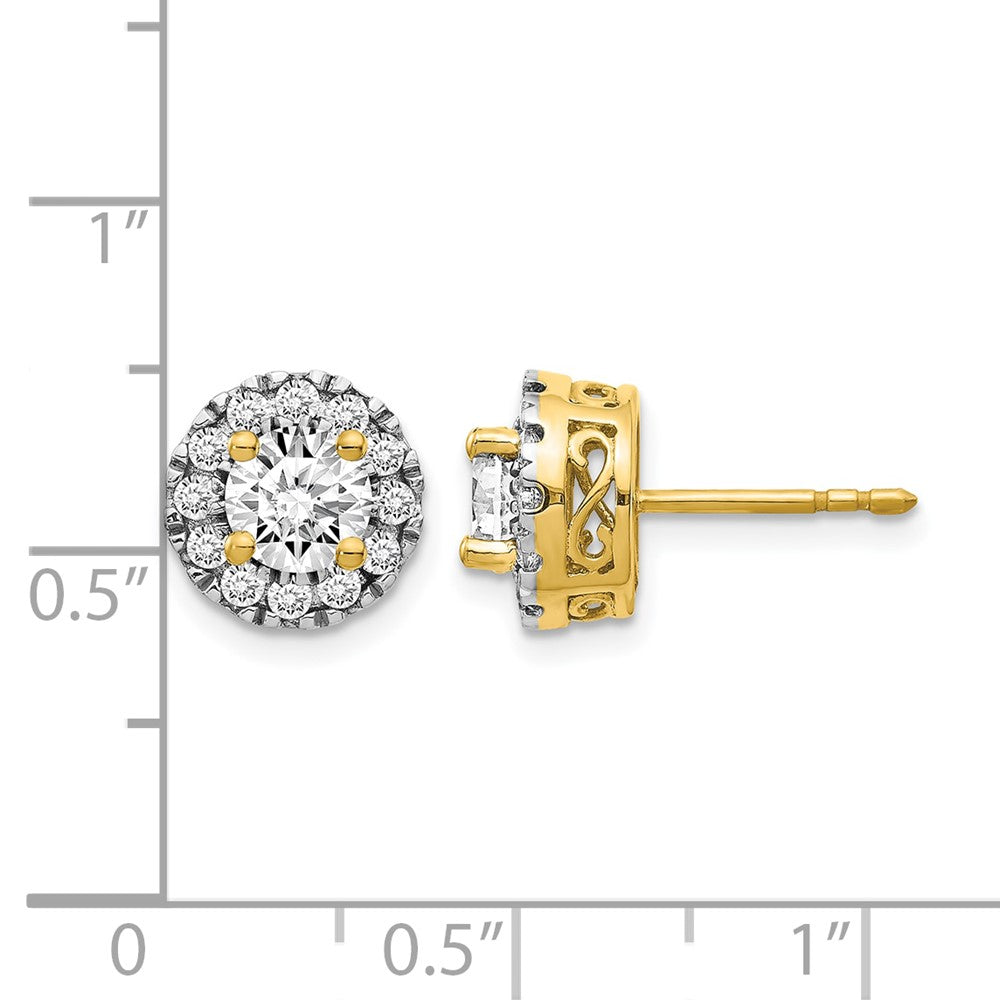 14K Gold 1/2 Carat Diamond Semi-Mount Halo Stud Earrings (Holds 2 x 6.5mm Stones)