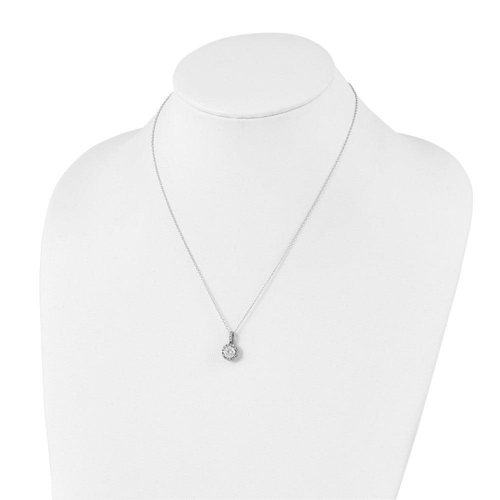 Sterling Silver Rhodium-plated Diamonore Halo Necklace