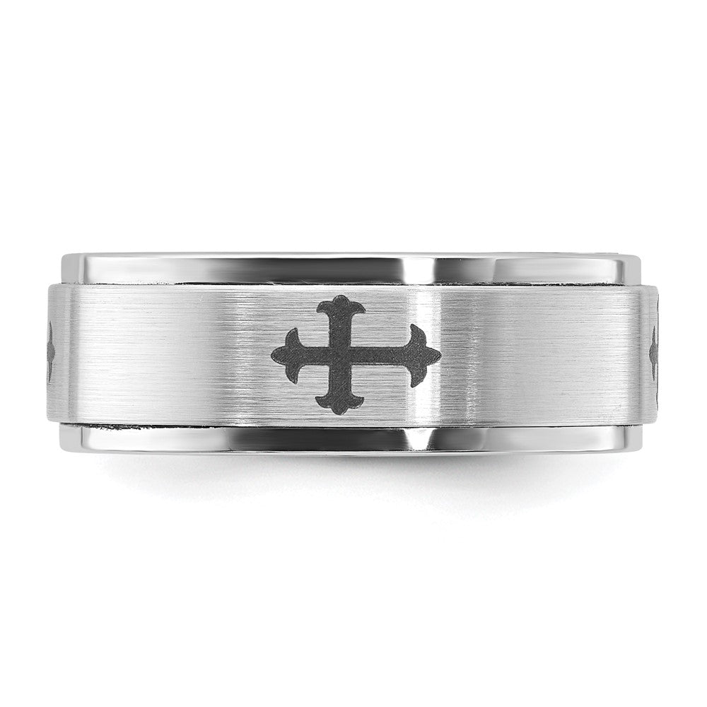 Cobalt Polished & Brushed Spinner Crosses 8mm Men's Band