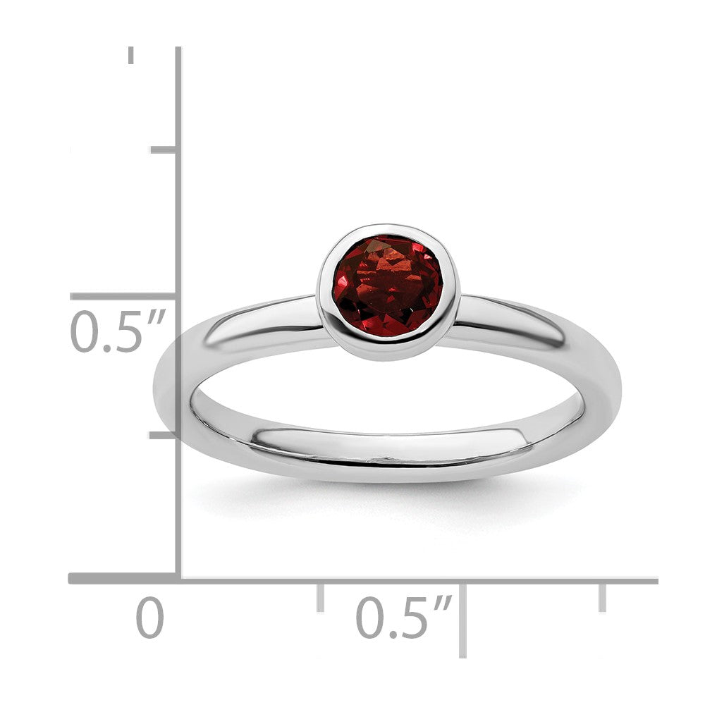 Sterling Silver Stackable Expressions Low 5mm Round Garnet Ring Size -6