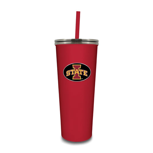 Iowa State Stainless Steel 24 ounce Skinny Tumbler with Straw