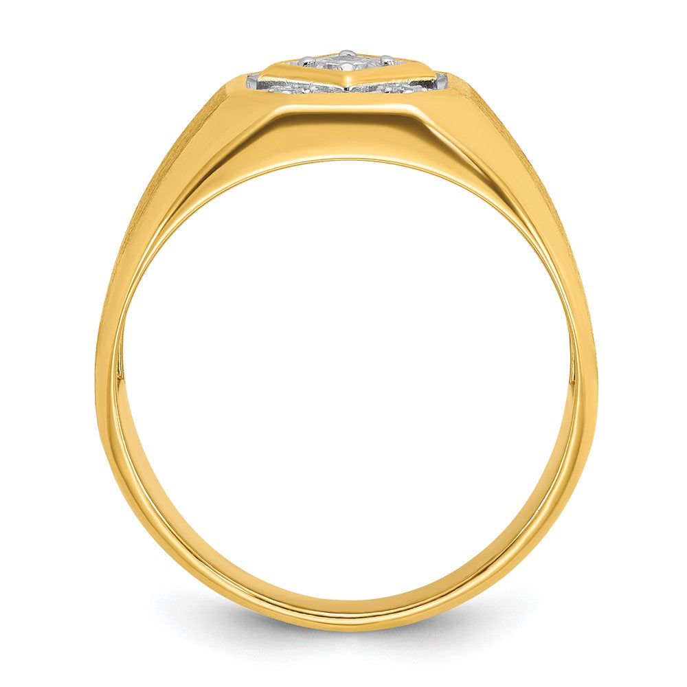 14k IBGoodman Men's Polished and Satin 1/6 carat Diamond Complete Ring