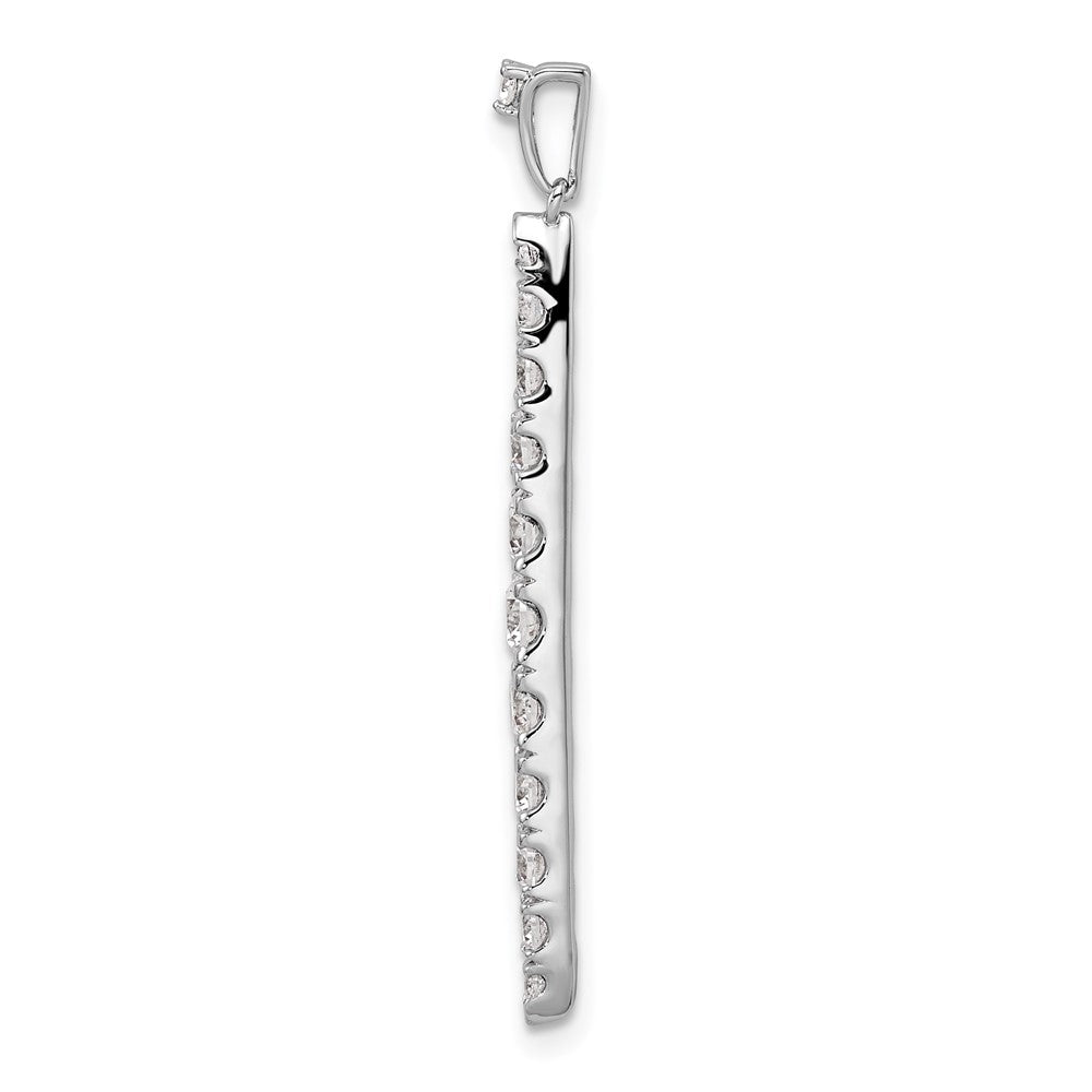 14k White Gold 1 carat Lab Grown Diamond VS/SI+ G+ Fancy Bar Pendant