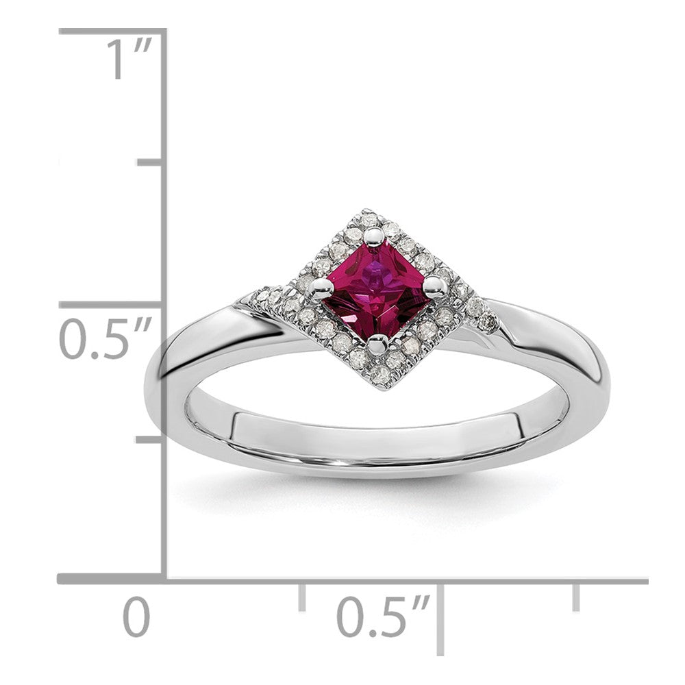 Sterling Silver Stackable Expressions Polished Cr. Ruby & Dia Ring Size -5