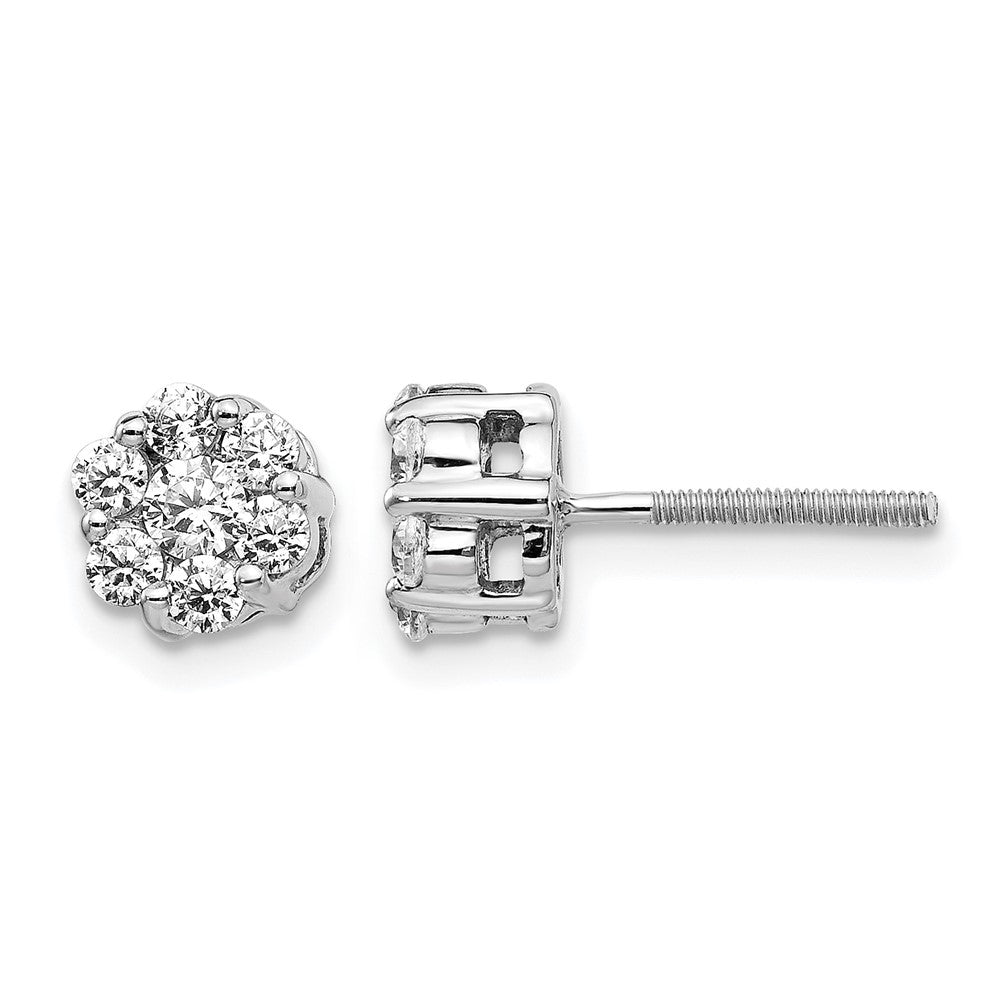 14k Yellow Gold Diamond Cluster Screwback Earrings_blank-NO dias