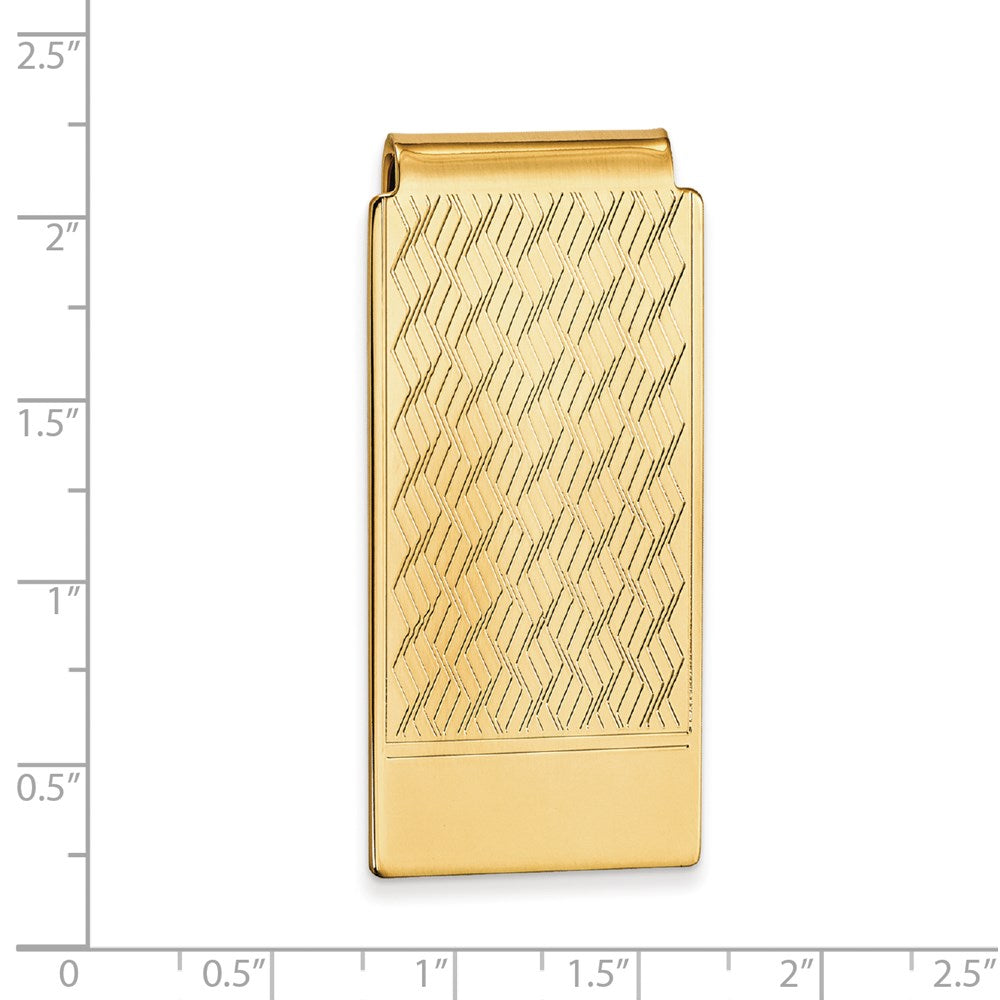 Gold-plated Kelly Waters Woven Pattern Hinged Money Clip