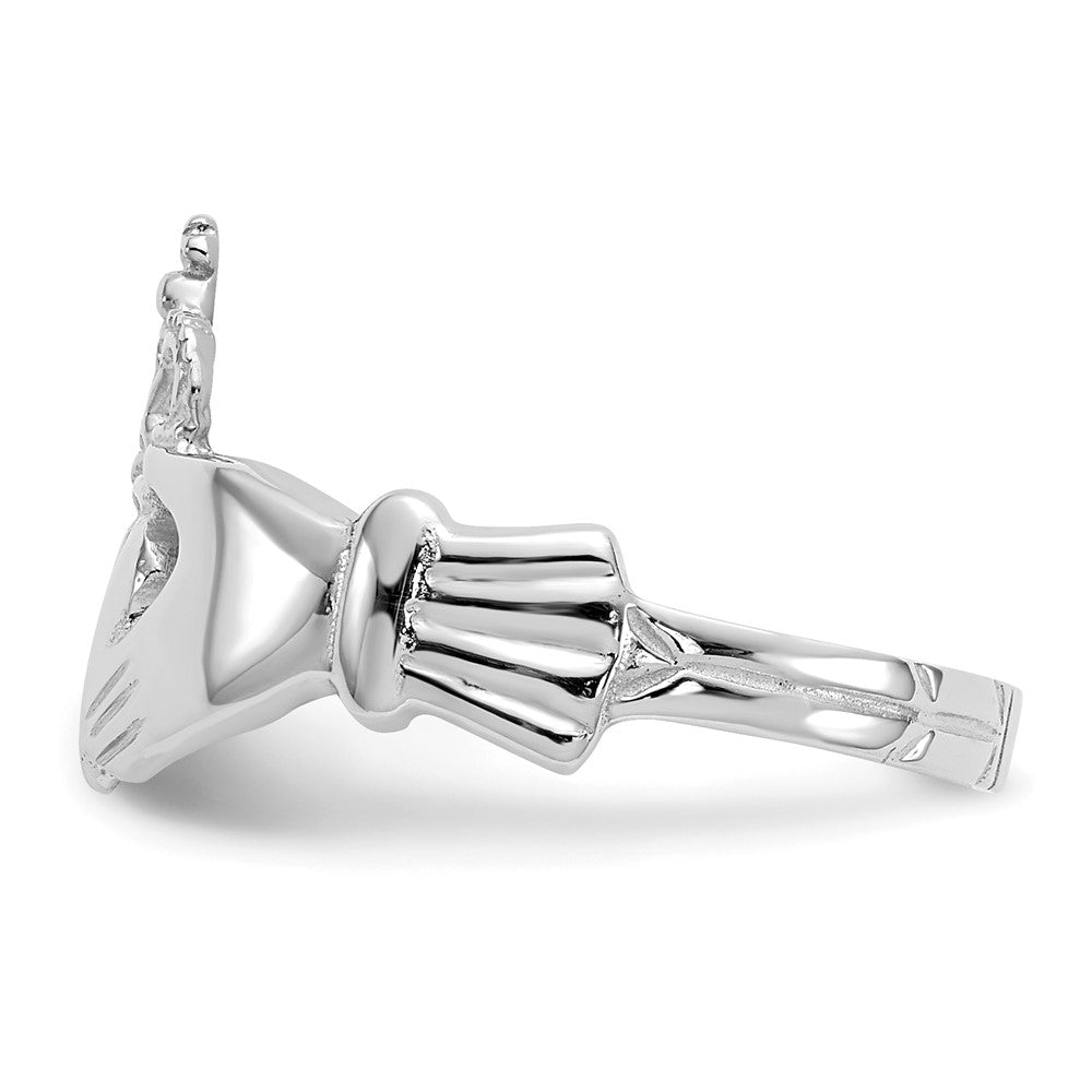 14k White Gold Polished Claddagh Ring Size 7