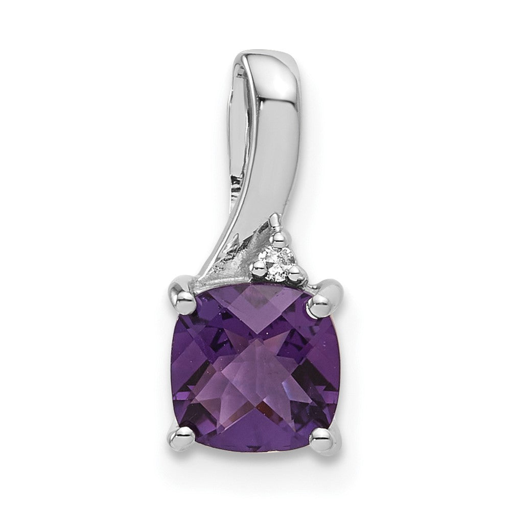 10k White Gold  Amethyst and Diamond Pendant
