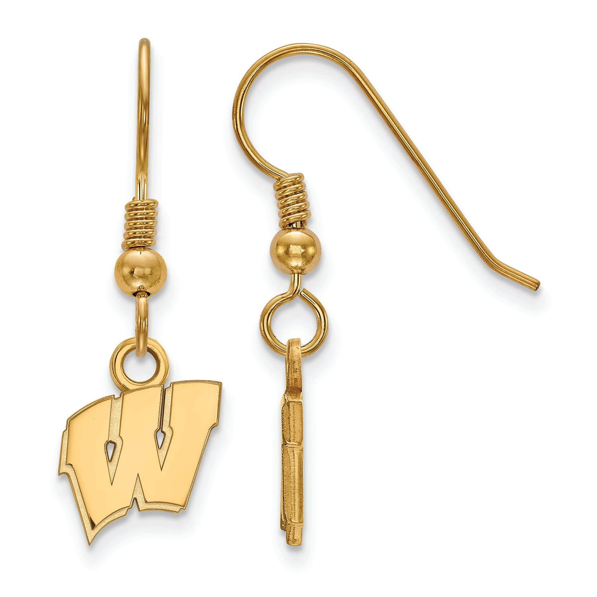 Women's Wisconsin Badgers Gold Plated XS Dangle Earrings