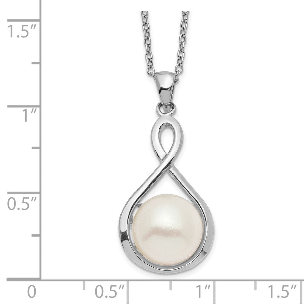Sterling Silver Rhodium-plated 10-11mm White Button Freshwater Cultured Pearl 17 inch Necklace 17 Inches