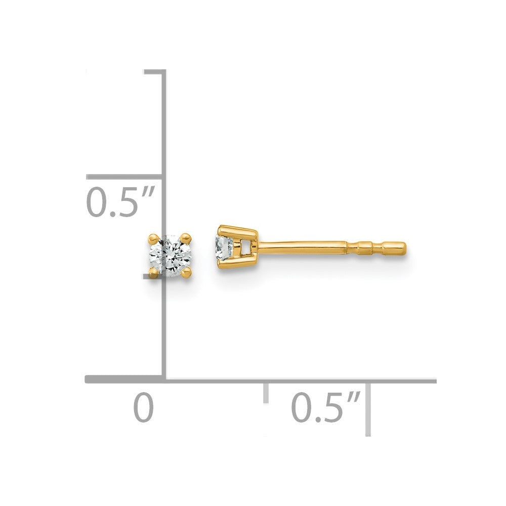 14k Yellow Gold 1/10 ctw Lab Grown Diamond VS+ F+ Round 4 Prong Heavy Wt. Stud Earrings