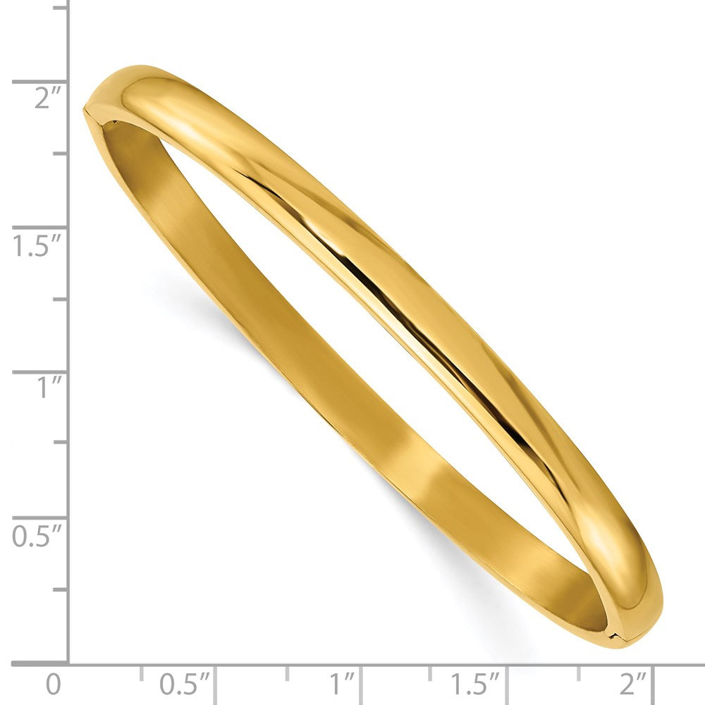 Titanium Polished Yellow IP-plated 5mm Hinged Bangle 7 inches