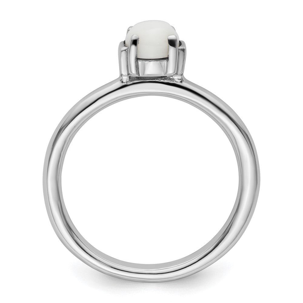 Sterling Silver Stackable Expressions Polished White Agate Ring Size -6
