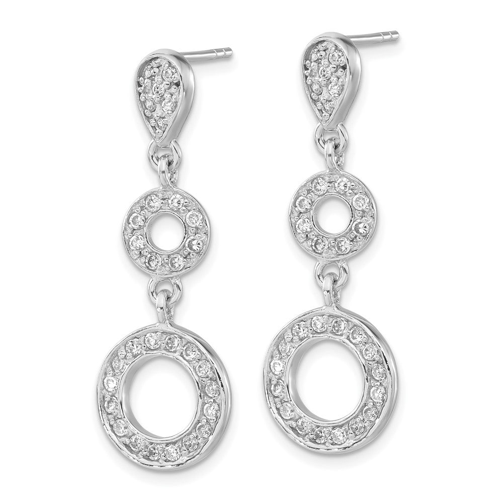 Sterling Silver Polished CZ Circle Pendant & Earring Set
