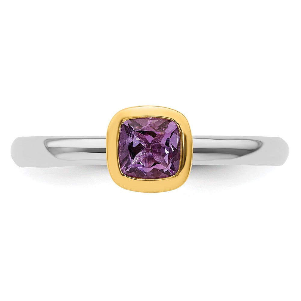 Sterling Silver Stackable Expressions w/Gold-plated Amethyst Ring Size -9