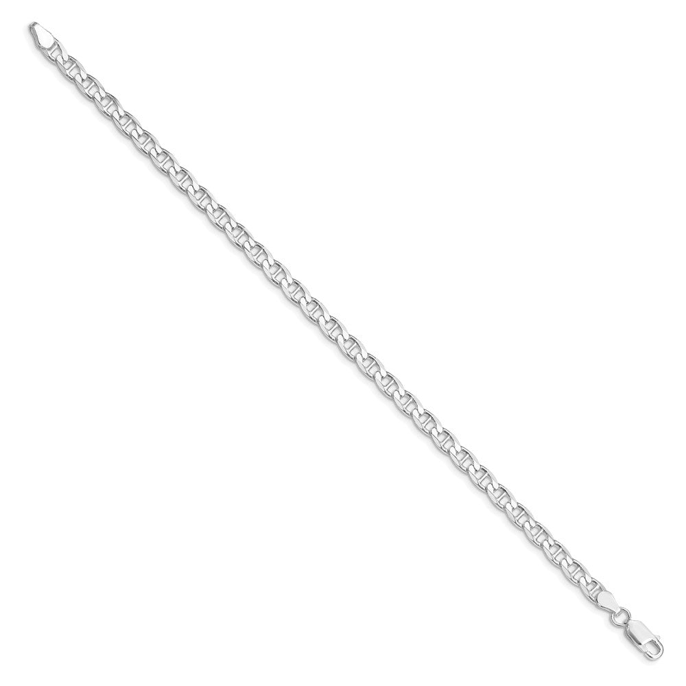 Sterling Silver Rhodium-plated 4.65mm D/C Flat Anchor Curb Chain 8 inches