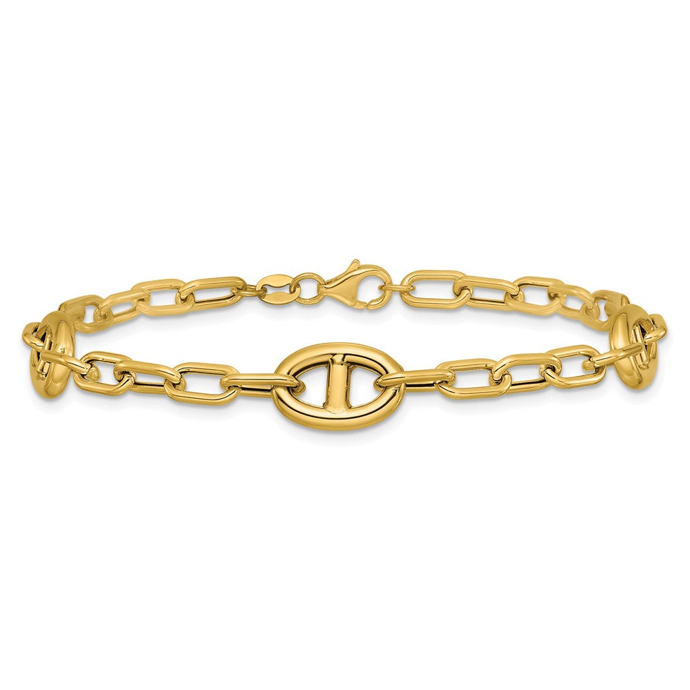 14K Polished Fancy Anchor Link Bracelet 7.5  inches