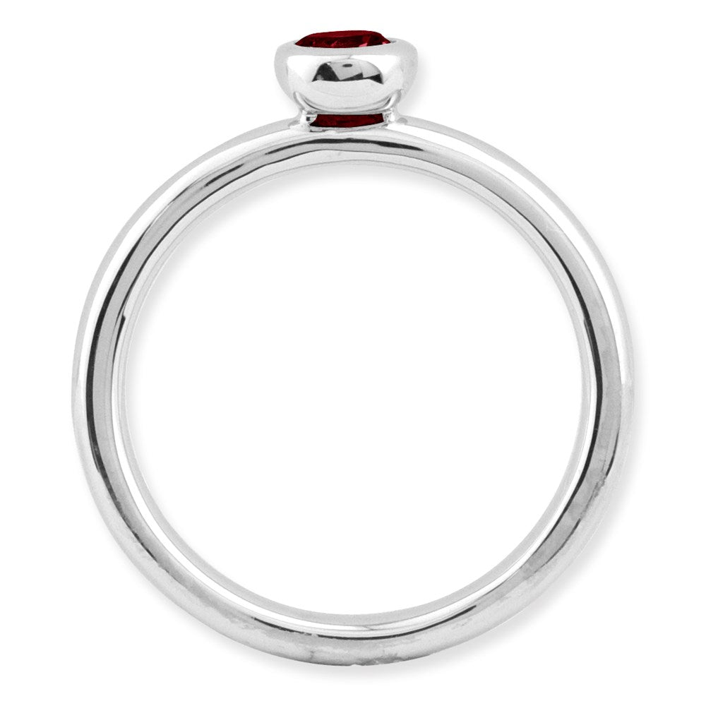 Sterling Silver Stackable Expressions Low 4mm Round Garnet Ring Size -10