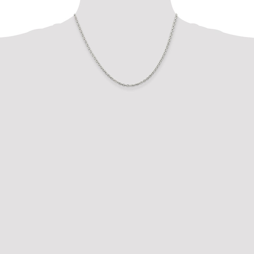 Sterling Silver 2.75mm Beveled Oval Cable Chain 18 Inches