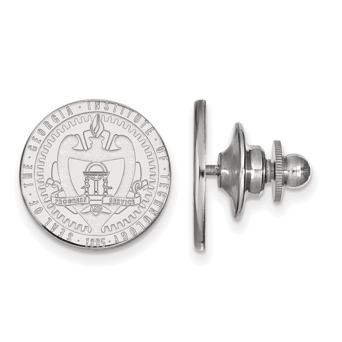 LogoArt Sterling Silver Rhodium-plated Georgia Institute of Technology Crest Lapel Pin