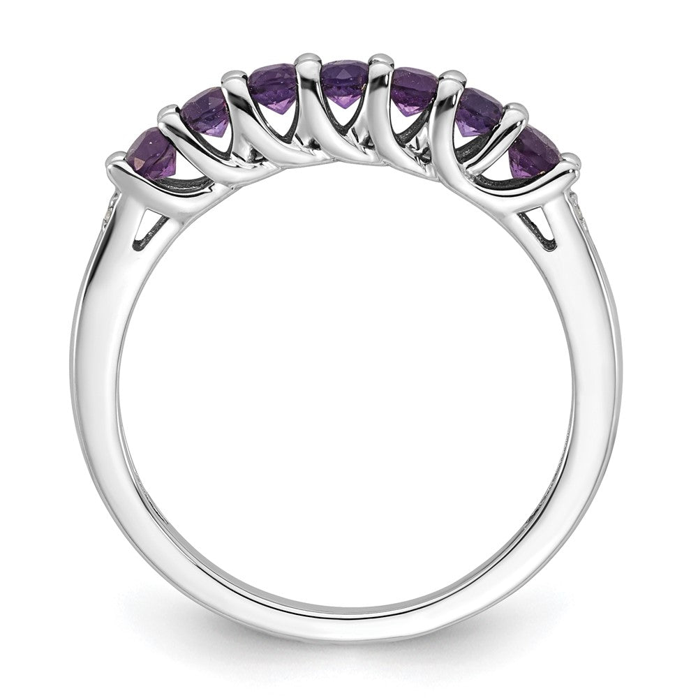 10k White Gold Amethyst & Diamond Ring