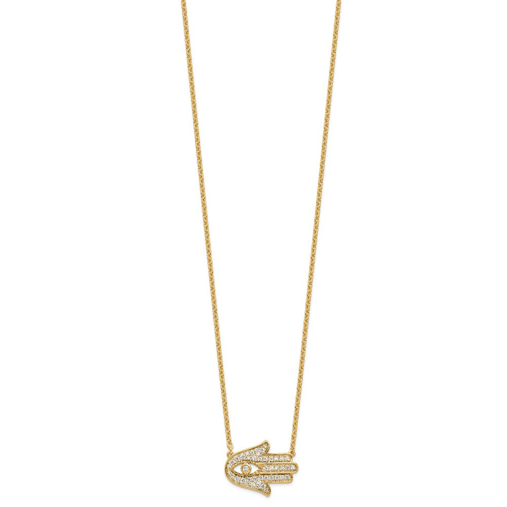 14k 1/4 carat Lab Grown Diamond VS/SI+ G+ Hamsa 18 inch Necklace