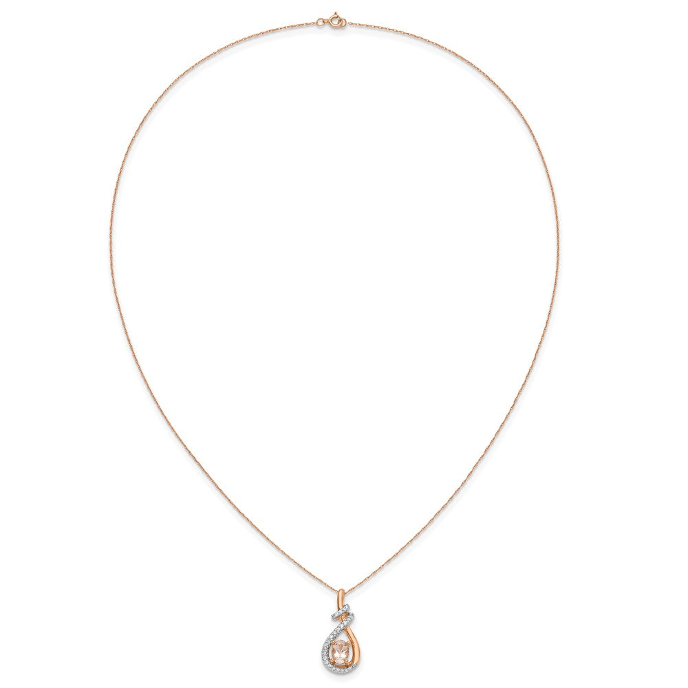 10k Rose Morganite and Diamond Pendant Necklace